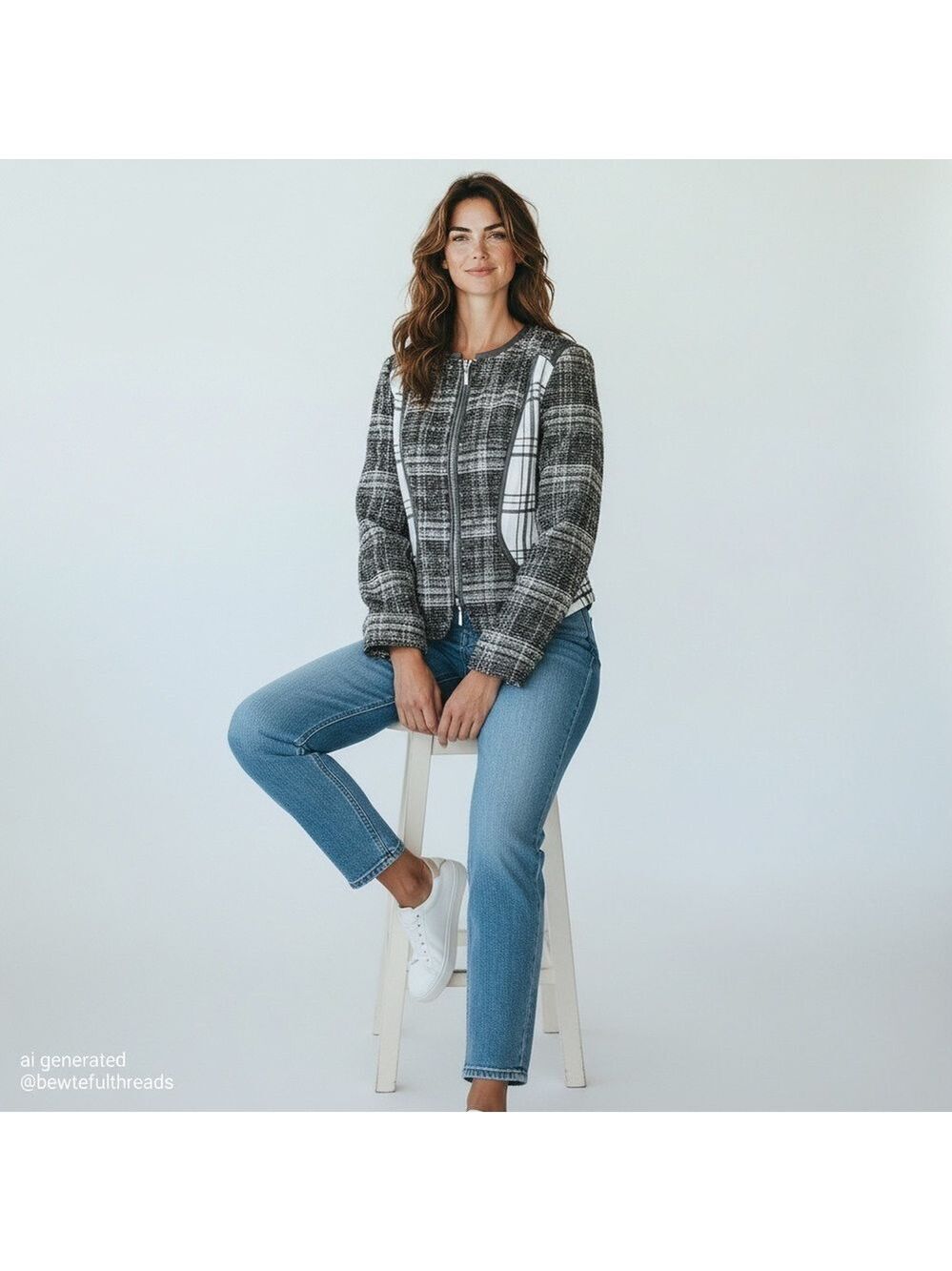 Vintage Crisca Mixed Plaid Contrast Tweed Jacket | Size 36 (Fits S/4-6)